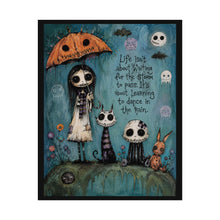 Load image into Gallery viewer, Life Isn’t About Waiting for the Storm to Pass It’s About Learning to Dance in the Rain Rolled Poster — Gothic Inspirational Fantasy Wall Art
