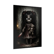 Load image into Gallery viewer, Creepy Doll Horror Poster - Bloody Knife Gothic Rolled Wall Art
