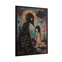 Load image into Gallery viewer, Rolled Poster — Gothic Crow and Girl Art Print with Quote “The Scars You Can't See Are The Ones That Raised You”
