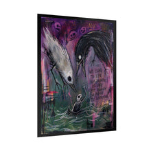 Load image into Gallery viewer, Rolled Poster — Dark Gothic Crow Art Print with Quote: “We Cling to Life…”
