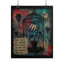 Load image into Gallery viewer, Spooky Grunge Wilted Flower in Birdcage Illustration - Relatable Quote Art
