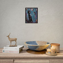 Load image into Gallery viewer, Rolled Poster — Whimsical Cat &amp; Bird Love Art Print ("I fell in love with you…")
