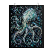 Load image into Gallery viewer, Gothic Stitched Octopus Art Print – Dark Whimsy Deep Sea Kraken Ocean Wall Decor
