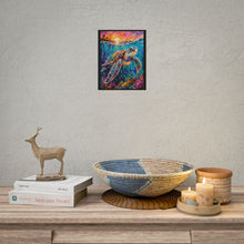 Load image into Gallery viewer, Vibrant Sea Turtle Sunset Art Poster - Colorful Coastal Ocean Wall Decor

