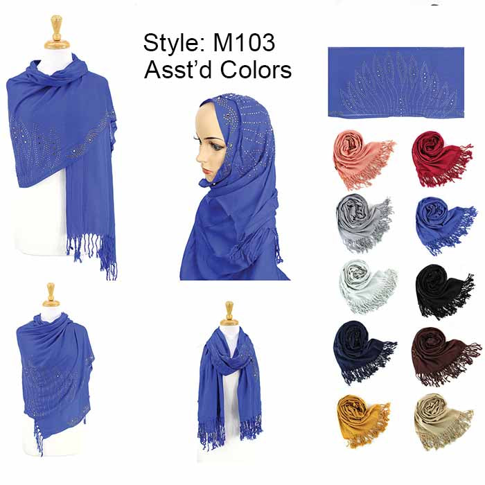 Fashion Rhinestones Lightweight Scarves   (Sold by Dozen)
