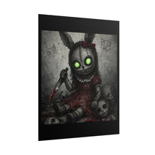 Load image into Gallery viewer, Horror Bunny Poster - Creepy Doll Art Print with Glowing Eyes
