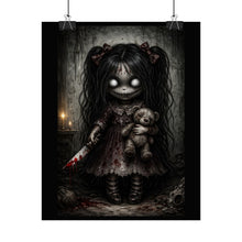 Load image into Gallery viewer, Creepy Doll Horror Poster - Bloody Knife Gothic Rolled Wall Art
