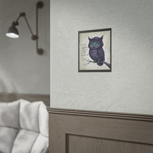 Load image into Gallery viewer, Rolled Poster — Cute Gothic Owl Illustration with Quote: “Even in the Darkness, There Is Always a Light to Guide You”
