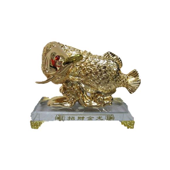 GOLD AROWANA ON GLASS BASE