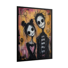 Load image into Gallery viewer, Gothic Skeleton Couple Canvas Art – "Goth Romance" Emo Wall Decor
