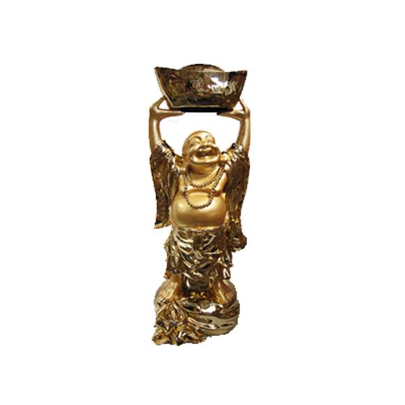 38″ GOLD STANDING BUDHHA W/HANDS UP HOLDING YUAN BAO