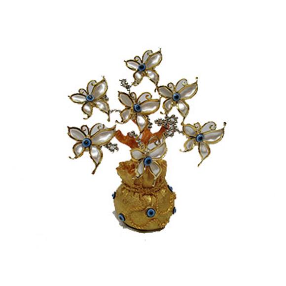 PEARL COLOR BUTTERFLIES EVIL EYE TREE