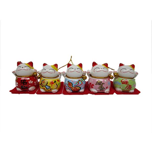 5PC CERAMIC ASSORTED DESIGN LUCKY CAT SET