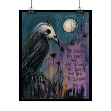 Load image into Gallery viewer, Survivor Crow Poster — 'The Scars You Can't See' Gothic Art Print
