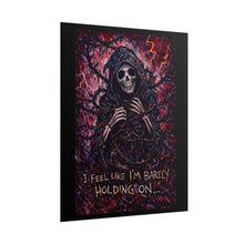 Load image into Gallery viewer, Barely Holding On Skull Poster — Dark Gothic Wall Art
