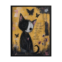 Load image into Gallery viewer, Chase the Light Even When You Feel Like You’re Made of Darkness – Inspirational Black Cat Wall Art

