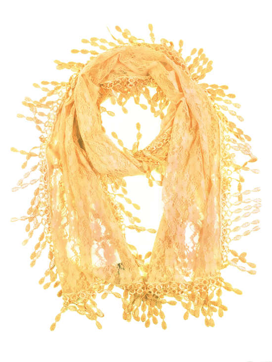 Fashion Lace Tassel Sheer Oblong Lightweight Scarf