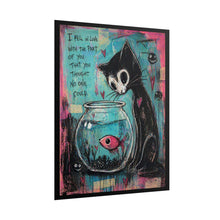 Load image into Gallery viewer, Rolled Poster — Whimsical Cat &amp; Fish Art Print ("I Fell in Love with the Part of You That You Thought No One Could")
