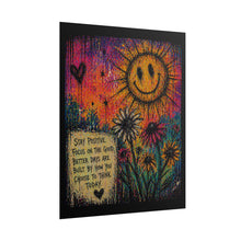 Load image into Gallery viewer, Rolled Poster – 'Stay Positive' Smiley Sun Floral Motivational Wall Art
