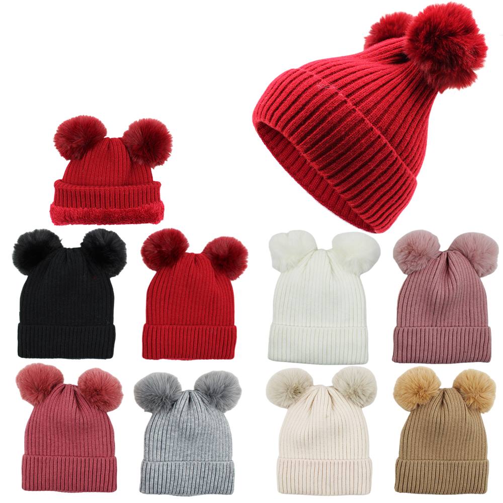 12-pack Wholesale Beanie Hat Winter Double Pompoms Knit Hat #3744