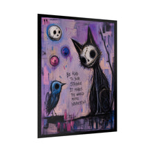 Load image into Gallery viewer, Be Kind To Your Strange Poster — Gothic Cat &amp; Blue Bird Art Print
