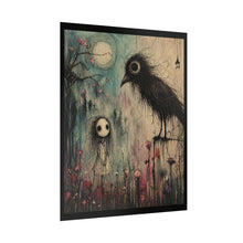 Load image into Gallery viewer, Gothic Crow &amp; Girl Art Poster — Dark Whimsical Rolled Print
