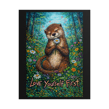 Load image into Gallery viewer, Love Yourself First Otter Poster — Whimsical Self-Care Rolled Art Print
