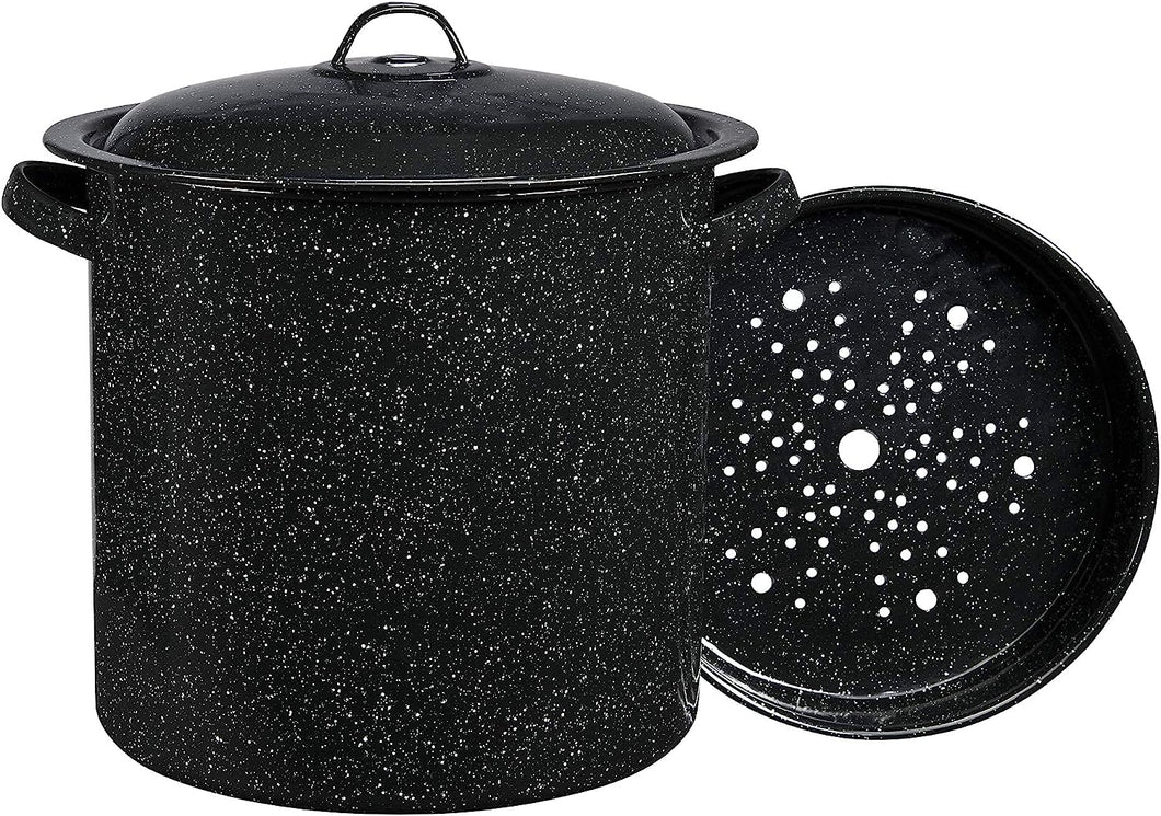 Granite Ware 15.5Qt Tamale Pot w/ Insert Black