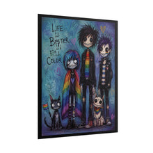 Load image into Gallery viewer, Emo Pride Art Print - "Life Is Better In Full Color" Rainbow Cape Wall Decor
