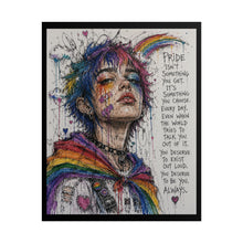 Load image into Gallery viewer, "Pride Is Something You Choose" Art | Draped Rainbow Scarf Sketch Poster
