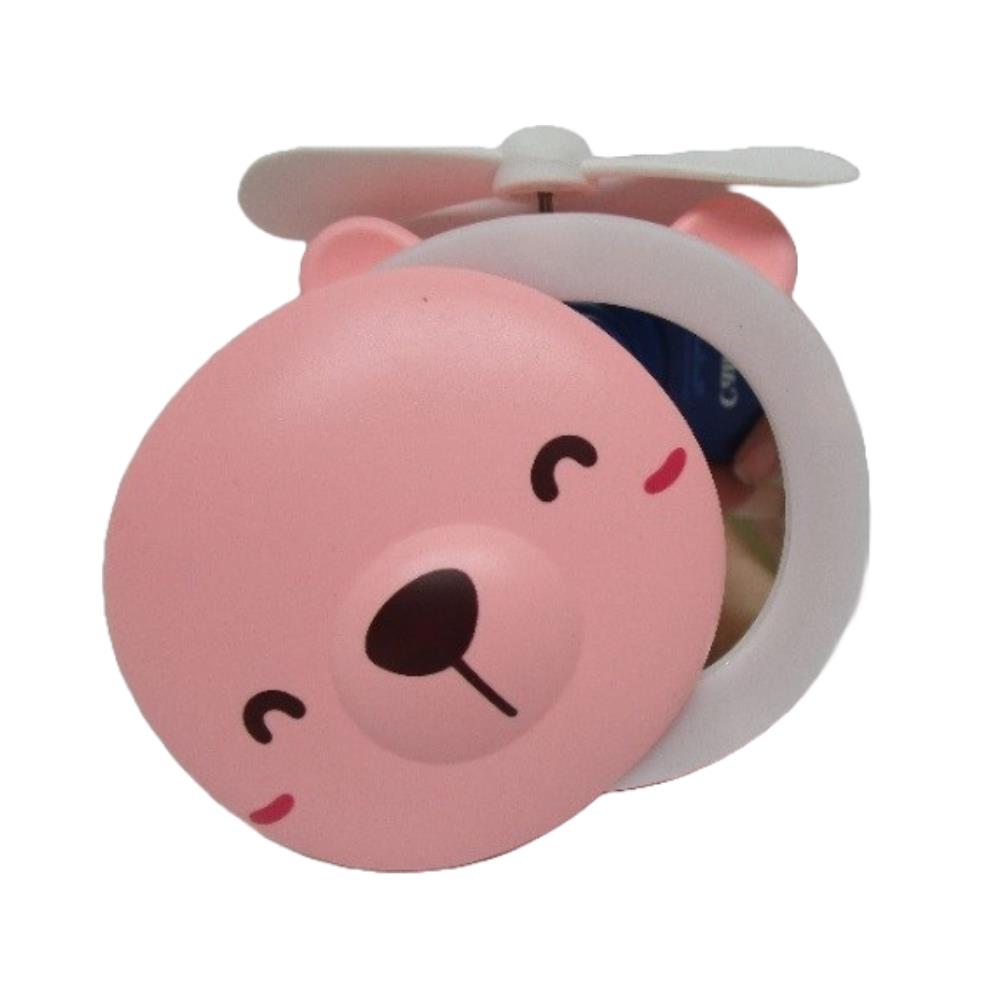 PINKY BEAR MINI FAN W/ LIGHT & MIRROR