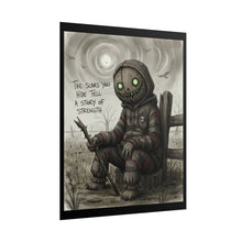 Load image into Gallery viewer, Rolled Poster – Creepy Scarecrow Art Print: “The Scars You Hide Tell a Story of Strength”
