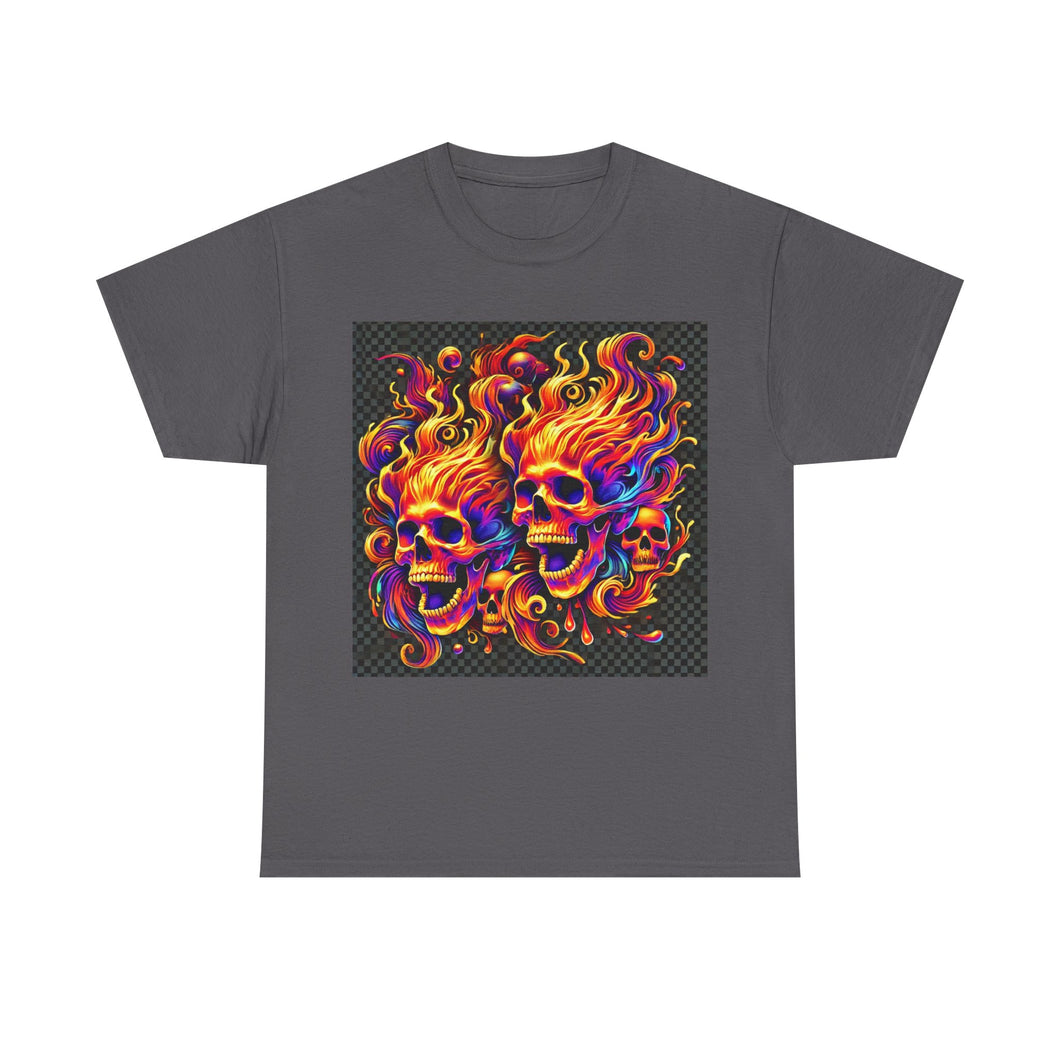 Flaming Skulls T-Shirt - Size S - 5XL