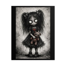 Load image into Gallery viewer, Rolled Poster — Gothic Cute Girl with Teddy Bear Art Print
