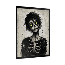 Load image into Gallery viewer, Horror Skeleton Poster — Neon-Eyed Gothic Art Rolled Poster
