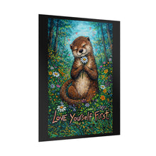 Load image into Gallery viewer, Love Yourself First Otter Poster — Whimsical Self-Care Rolled Art Print
