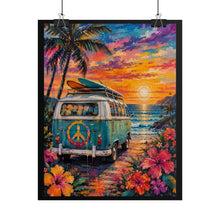 Load image into Gallery viewer, Vibrant Surf Van Beach Sunset Poster - Tropical Coastal Wall Decor
