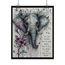 Load image into Gallery viewer, Motivational Elephant Art Poster — "You Are Stronger Than You Know" Rolled Wall Art
