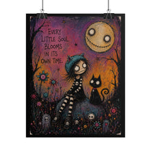 Load image into Gallery viewer, "Every Little Soul Blooms In Its Own Time" Goth Girl Wall Art | Gothic Flower Print
