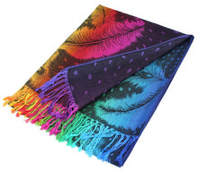 Load image into Gallery viewer, Colorful Peacock Feathers Pashmina Scarf Shawls (Sold by Dozen)
