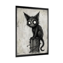 Load image into Gallery viewer, Creepy Black Cat Poster — Gothic Horror Rolled Art Print
