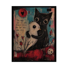 Load image into Gallery viewer, Rolled Poster — Cute Gothic Cat Hugging Ghost Print ("The Ones Who Stay")
