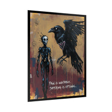 Load image into Gallery viewer, Rolled Poster — Gothic Raven &amp; Skeleton Art Print: “Pain is Inevitable, Suffering is Optional”
