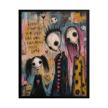 Load image into Gallery viewer, Whimsical Gothic Family Art Print – "Keep Choosing Your Light Even When Everything Feels Dark" Quote Wall Decor
