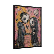 Load image into Gallery viewer, Gothic Skeleton Couple Art Print – "Choose Kindness, It Changes Everything" Typographic Wall Decor
