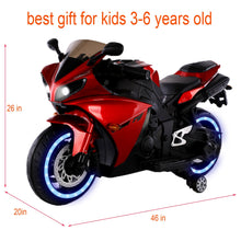 Load image into Gallery viewer, TAMCO-T1 red kids 12V motorcycle wheels with light, hand drive , PU seat, electric motorcycle Children ride on motorcycle
