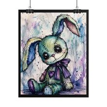 Load image into Gallery viewer, Spooky Cute Pastel Goth Bunny Canvas Art – Creepy Cute Plush Rabbit Wall Decor
