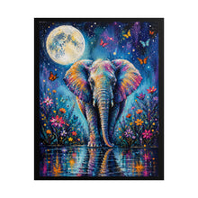 Load image into Gallery viewer, Vibrant Full Moon Elephant Poster - Celestial Wildlife Water Reflection Wall Decor
