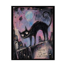 Load image into Gallery viewer, Surviving Life Cat Art Poster — Whimsical Gothic Rolled Wall Art
