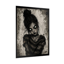 Load image into Gallery viewer, Rolled Poster — Gothic Girl Art Print with Glowing Eyes, Dark Emo Wall Decor
